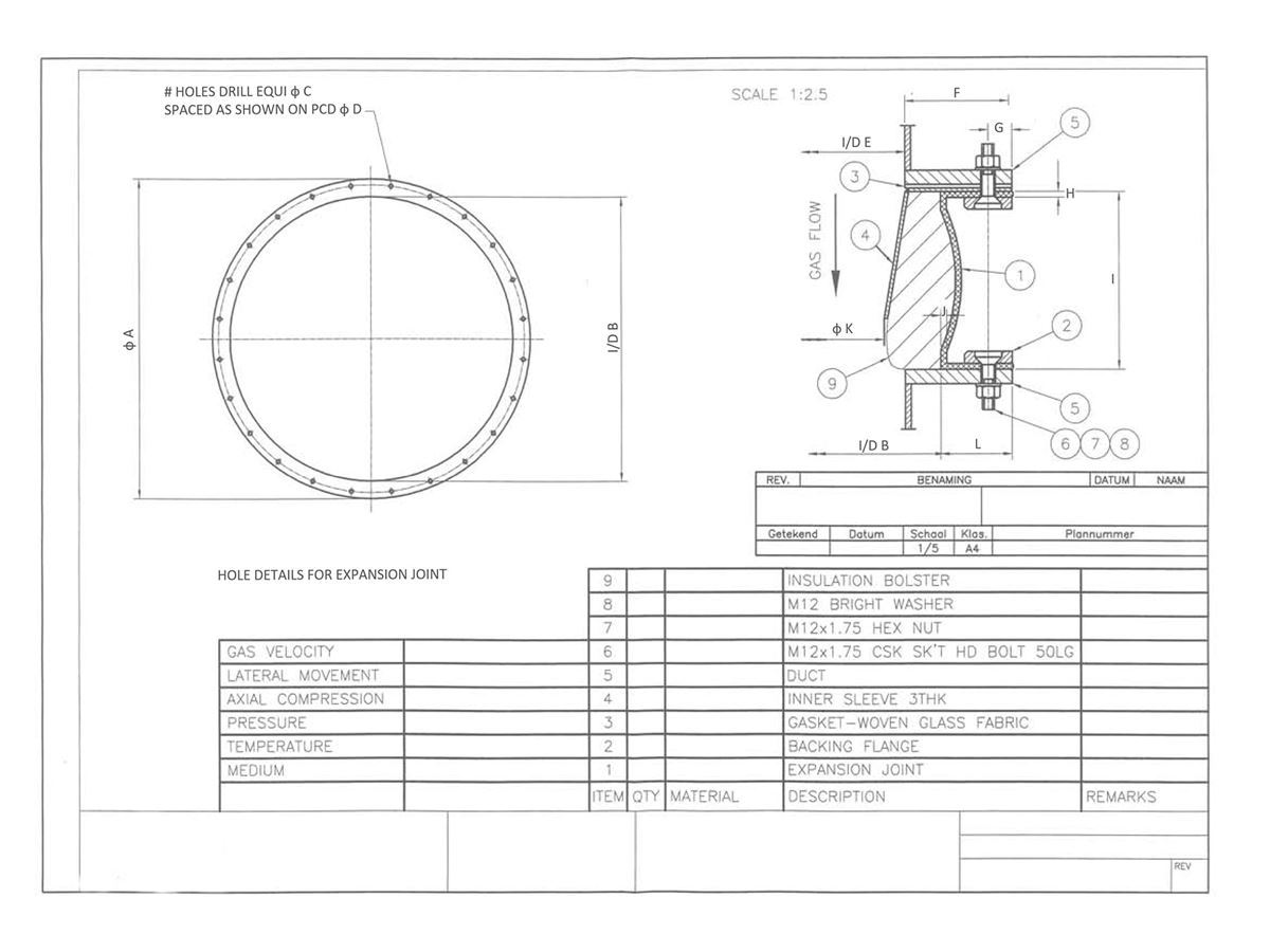 Ronde weefselcompensator